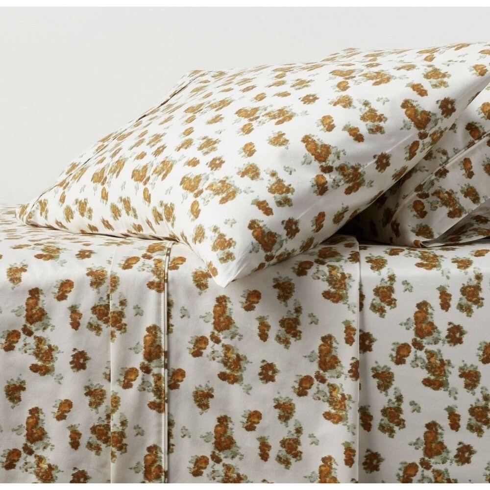 Queen 400 Thread Count Performance Sheet Set Gold Blurred Floral - Threshold NEW